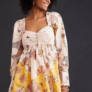 Anthropologie Let Me Be POPLIN Baby doll Blouse XXS Feminine Desert Inspired
